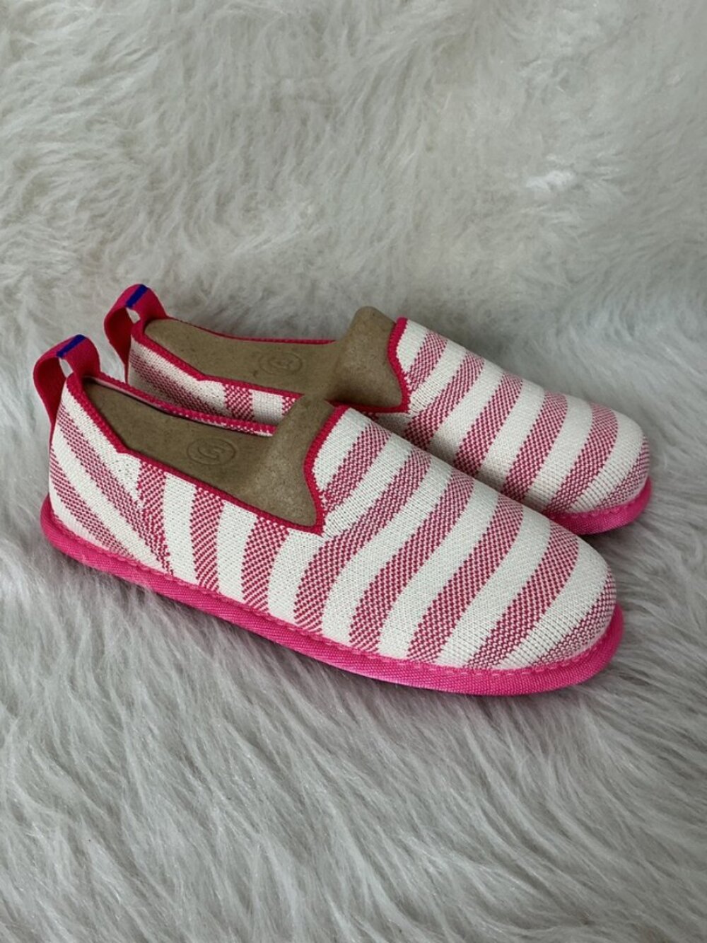 Rothy's Kids 2 Pink White Sorbet Stripe The Mini Loafer NWOB
